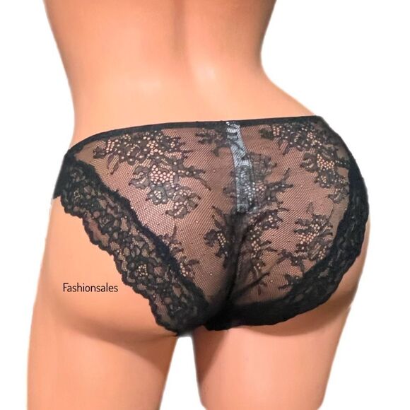 Victorias Secret Dream Angels Sheer Lace Cheekini panty Black Medium - Picture 3 of 3